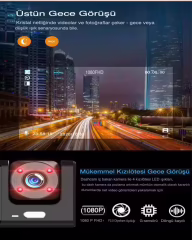 Araç İçi Kamera 360-3 Kameralı 1296P Kayıt Güvenlik Kamerası