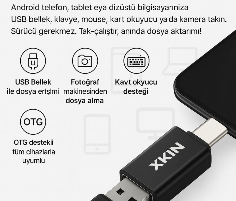 USB-C & Lightning to USB 3.0 Adaptör Yüksek Hızlı Mini OTG