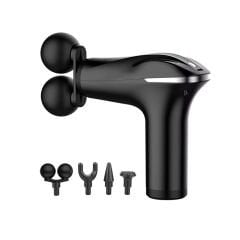 Titreşimli Tabanca Masaj Aleti 4 Başlık Siyah