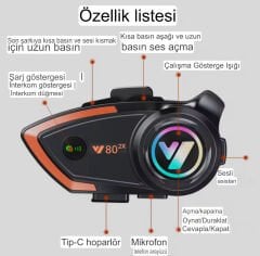 Bubitechh Y80 Bluetooth Motorcu Kulaklık Motosiklet Intercom