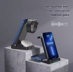 3’ü 1 Arada Kablosuz Şarj Standı