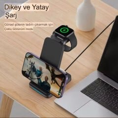 3’ü 1 Arada Kablosuz Şarj Standı