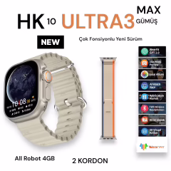 Hk 10 Ultra3 Max 2.02 İnç Akıllı Saat All Robot 4GB Gümüş