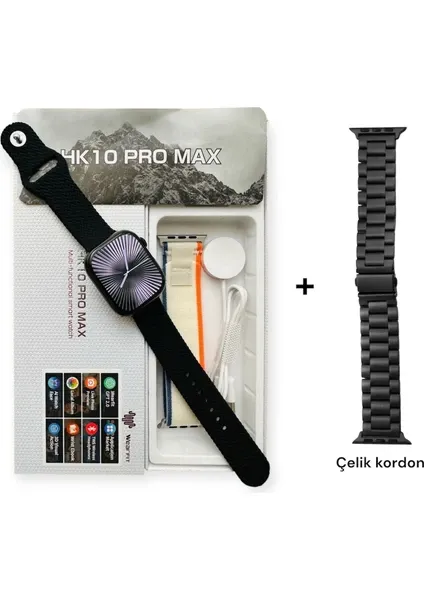 Hk 10 Pro Max Akıllı Saat Metal Set Siyah