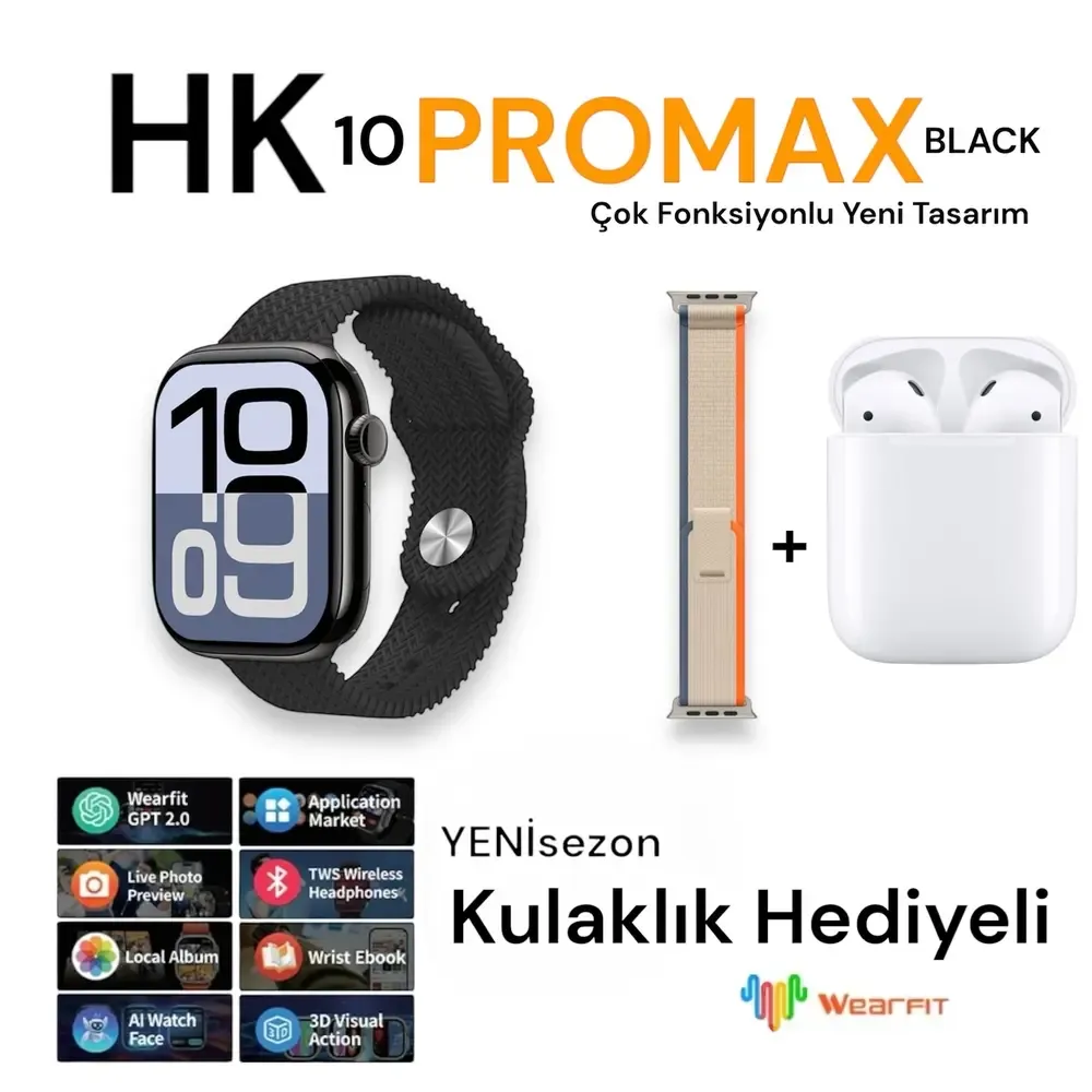 Hk10 Pro Max Akıllı Saat & Bluetooth Kulaklık Hediyeli