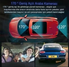 Araç İçi 3 Kameralı Süper HD 1296P Kamera