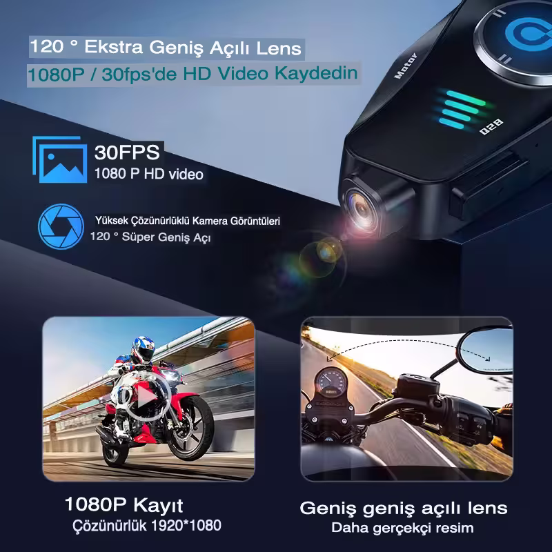 Kameralı Motosiklet Kask Kulaklığı – HD 1080P Kayıt İntercom