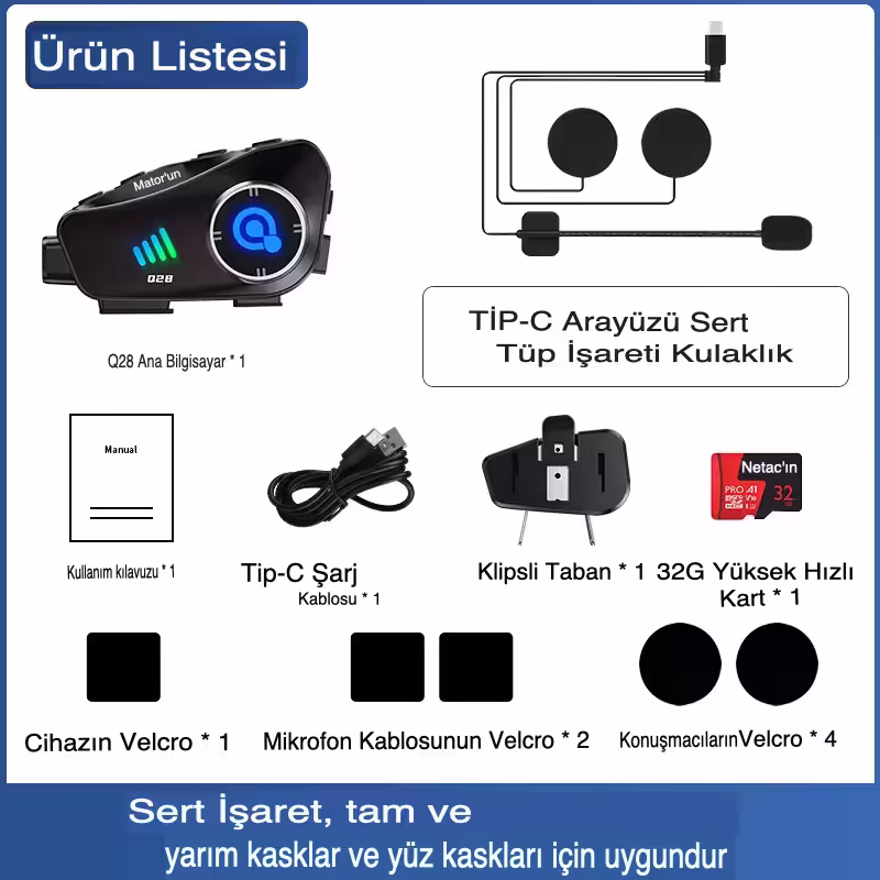 Kameralı Motosiklet Kask Kulaklığı – HD 1080P Kayıt İntercom