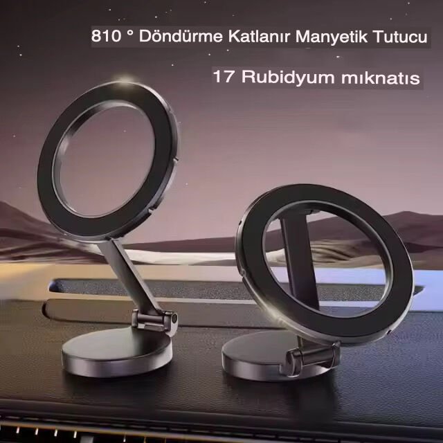 Manyetik Araç Telefon Tutucu | 360° Döner, Katlanabilir & Güçlü Mıknatıslı Braket