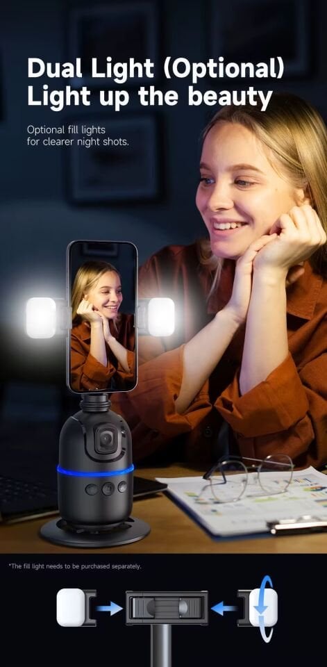 Tripod Akıllı Yüz Takip Özellikli Profesyonel Telefon Gimbal