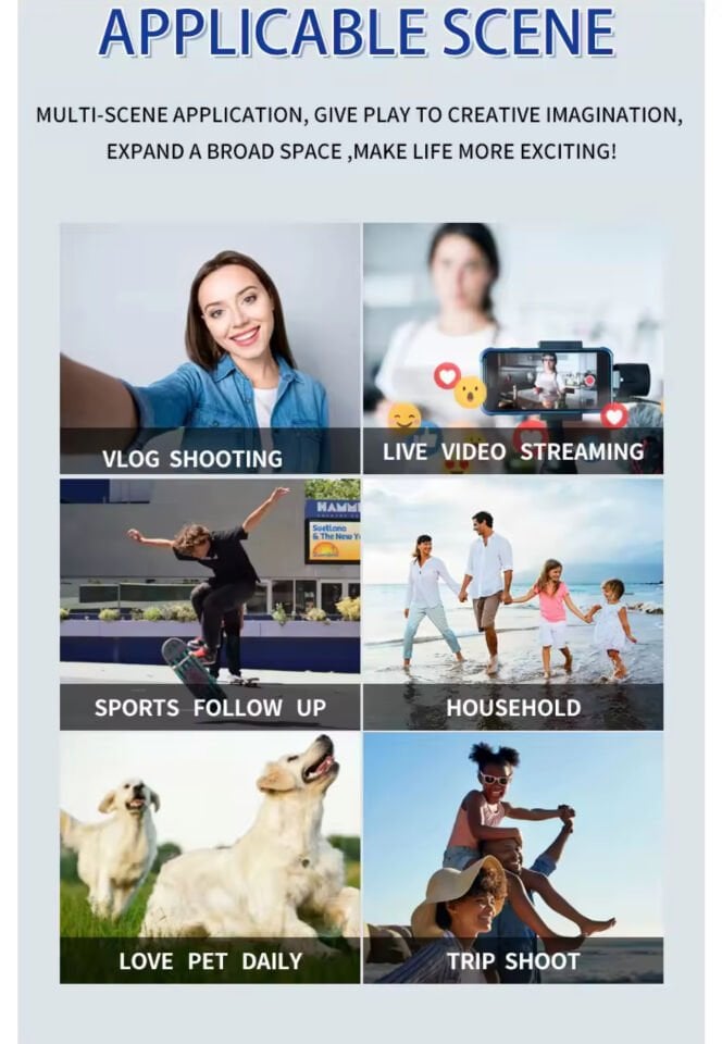 Tripod Akıllı Yüz Takip Özellikli Profesyonel Telefon Gimbal
