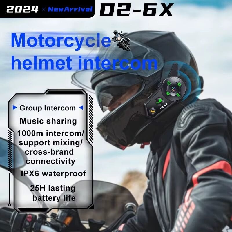 D2-6X 6 Kişilik Motosiklet Kask Bluetooth İntercom Seti