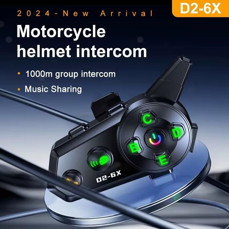 D2-6X 6 Kişilik Motosiklet Kask Bluetooth İntercom Seti