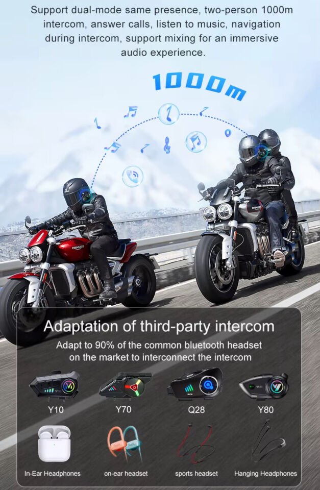 D2-6X 6 Kişilik Motosiklet Kask Bluetooth İntercom Seti