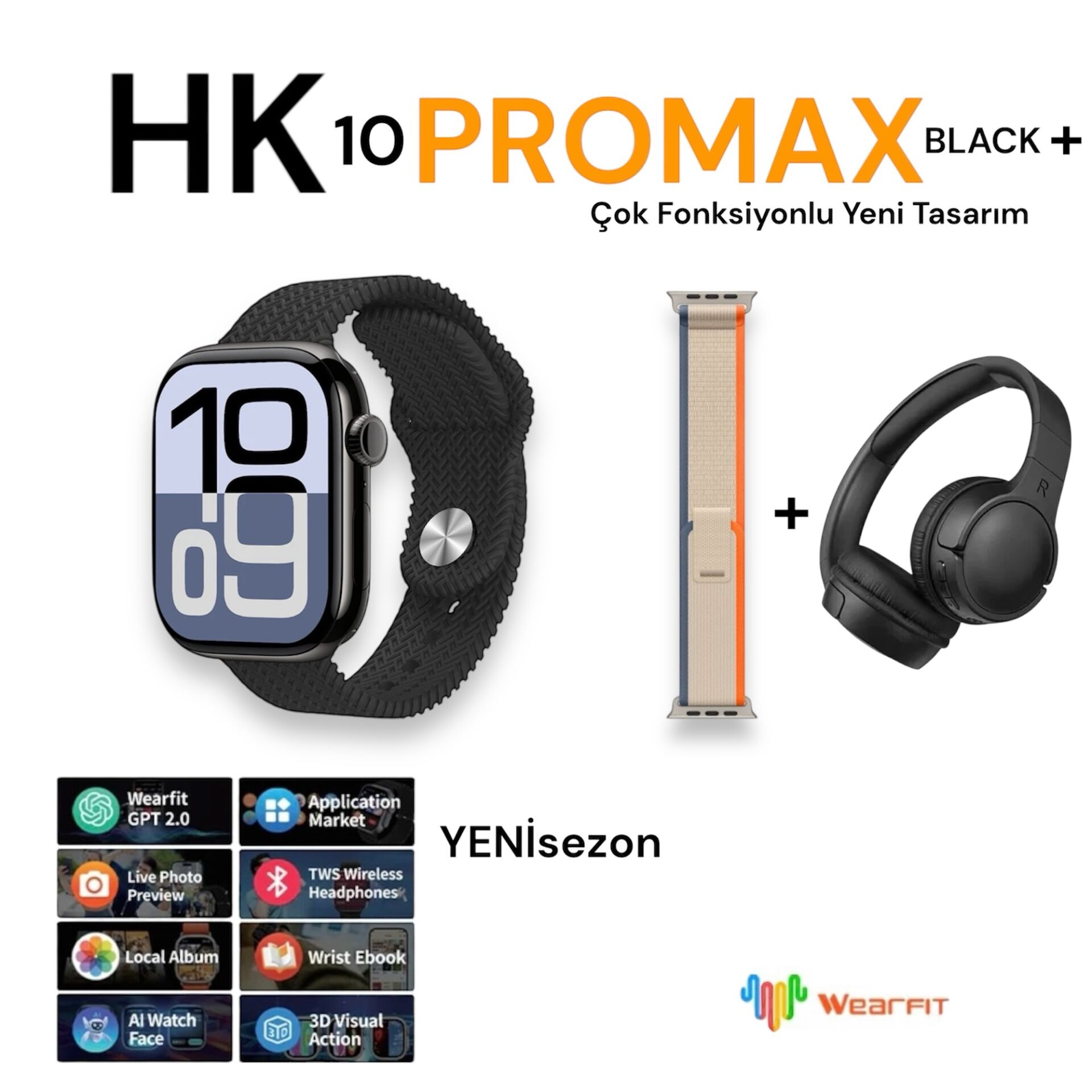 Hk 10 Pro Max Plus Akıllı Saat + Bluetooth Kulaklık