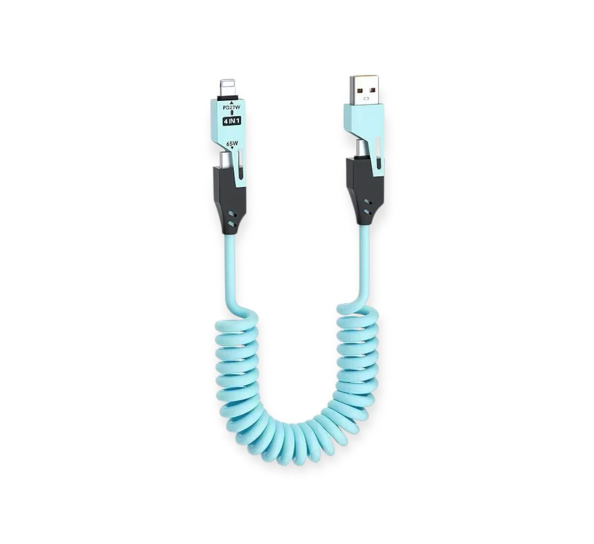 Iphone iPad MacBook Android Uyumlu 4in1 Spiral Şarj Kablosu 1.5M