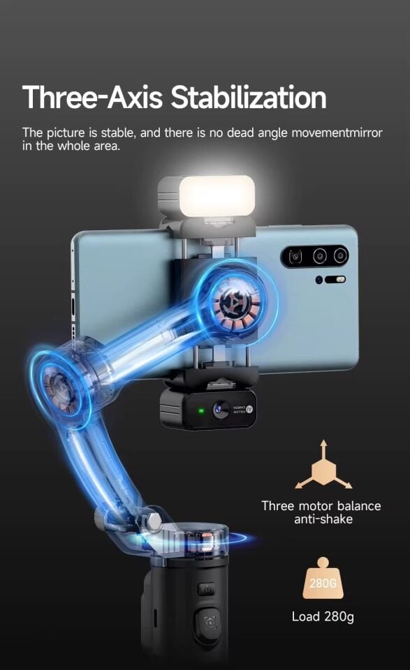 TOKOI M03 Kamera Takip Özellikli Gimbal Mikrofon Işık Hepsi Tek Cihazda