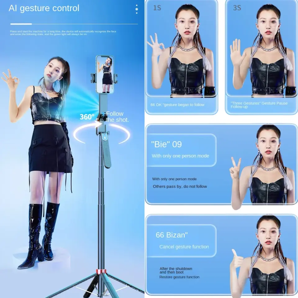 Q185 Yüz Takipli Selfie Çubuğu 1.8M Uzatılabilir Tripod Telefon Tutucu