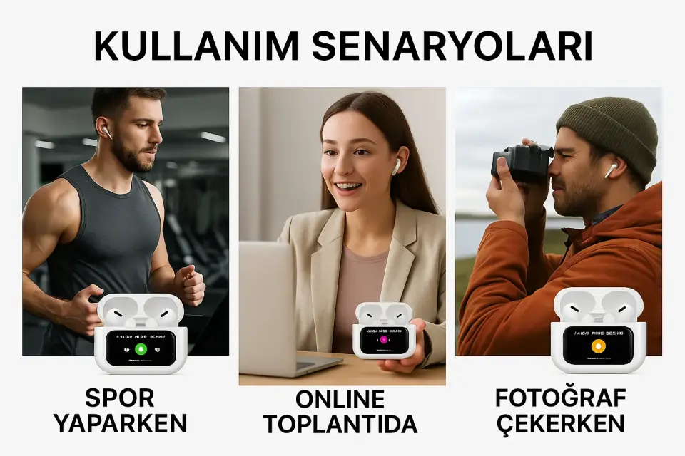 Bluetooth Kulaklık İçi Kulaklık Dokunmatik Dijital Ekranlı