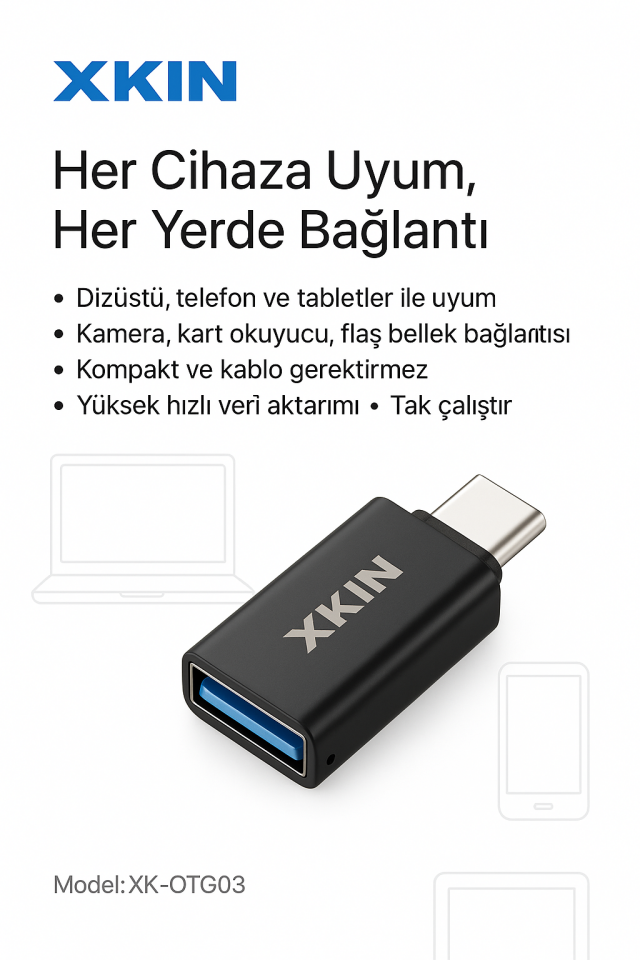 USB-C & Lightning to USB 3.0 Adaptör Yüksek Hızlı Mini OTG