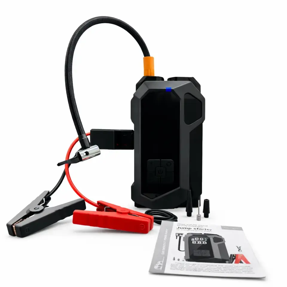 kompresorlu aku takviye cihazi - hava hortumu - lastik sisirme aparati - jump starter set