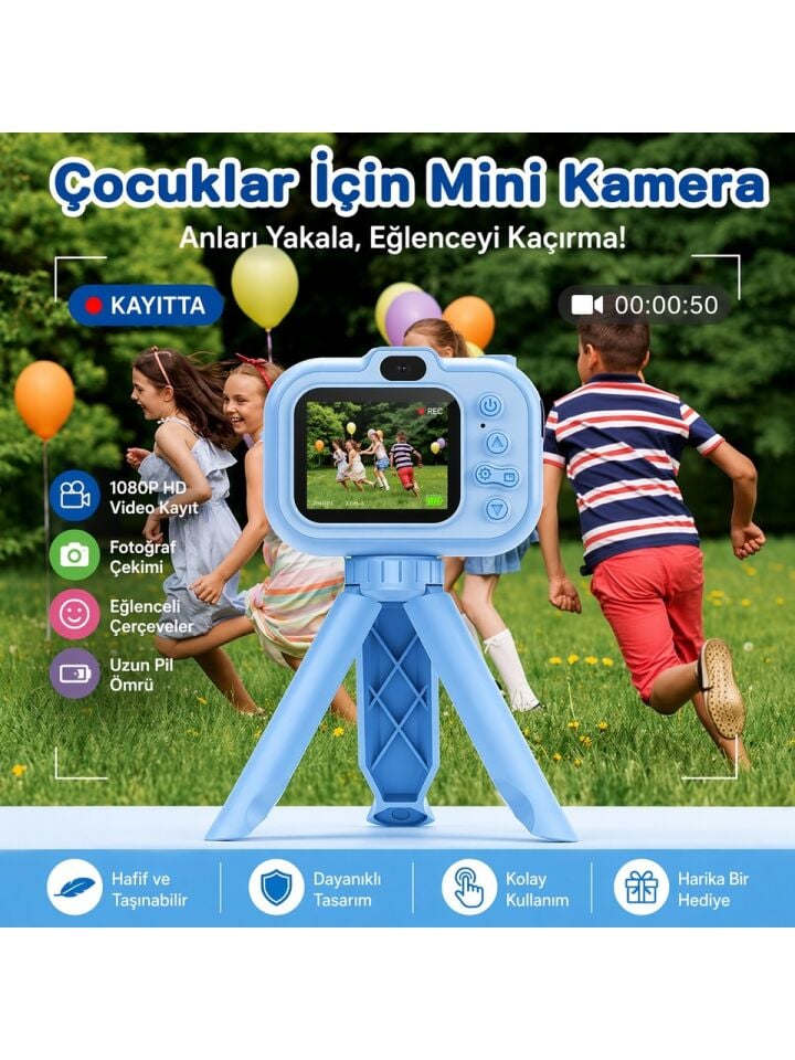 Çocuklar İçin Dijital Fotoğraf Makinesi LF-Y06 MAVİ