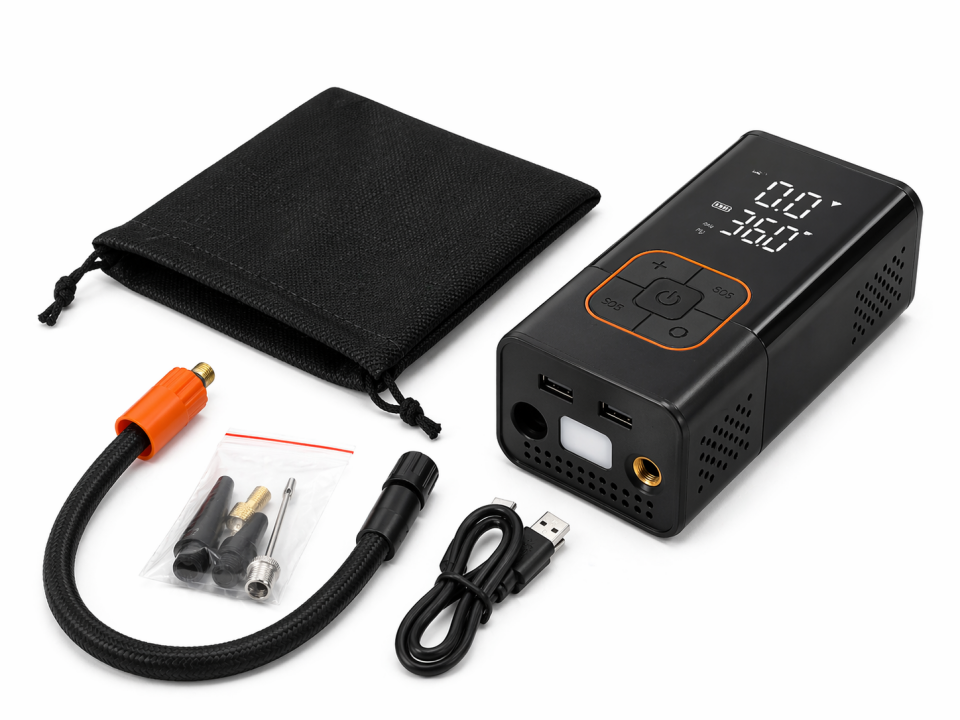 Lastik Şişirme Pompası 150 Psı 4000MAH Dijital Ekranlı Kablosuz Mini Hava Kompresörü LED Işıklı Powerbank Özellikli