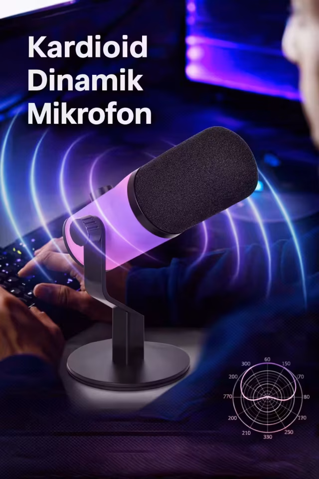 RGB Masaüstü USB Mikrofon ZX-777 Profesyonel Yayın