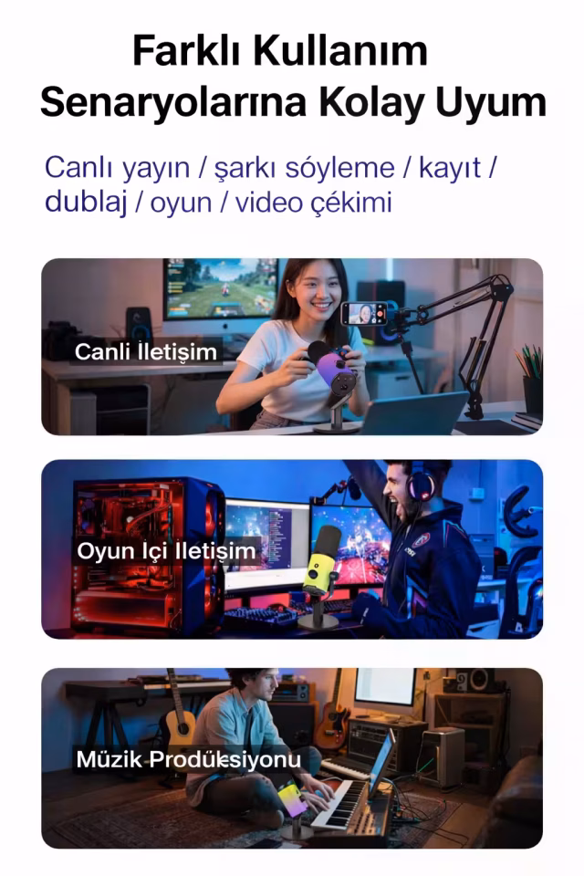RGB Masaüstü USB Mikrofon ZX-777 Profesyonel Yayın