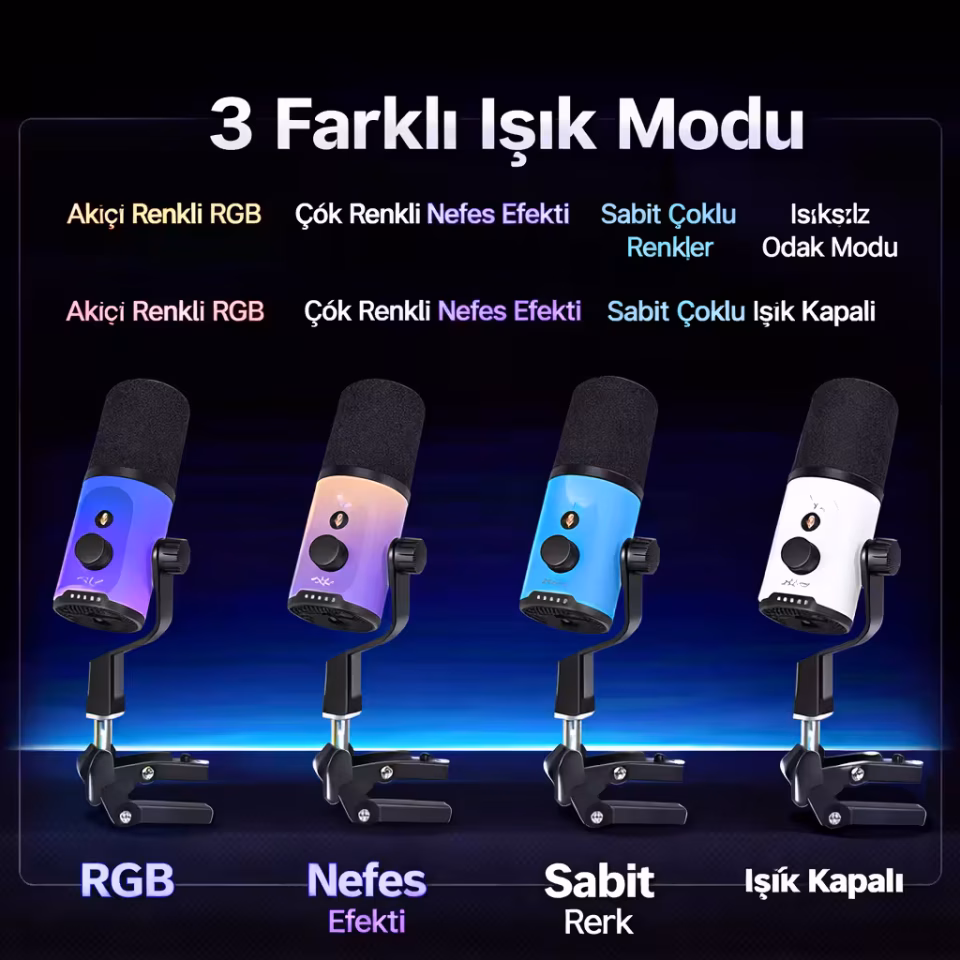 RGB Masaüstü USB Mikrofon ZX-777 Profesyonel Yayın