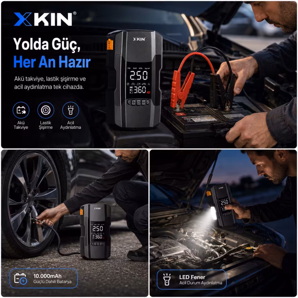 XKIN XK-AP01 Akü Takviye Cihazı 10000 mAh 150 PSI Powerbank