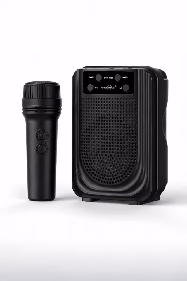 Greatnice GTS-2158 Kablosuz Bluetooth Hoparlör Mikrofonlu Taşınabilir Ses Sistemi USB TF Kart FM Radyo Şarjlı Speaker
